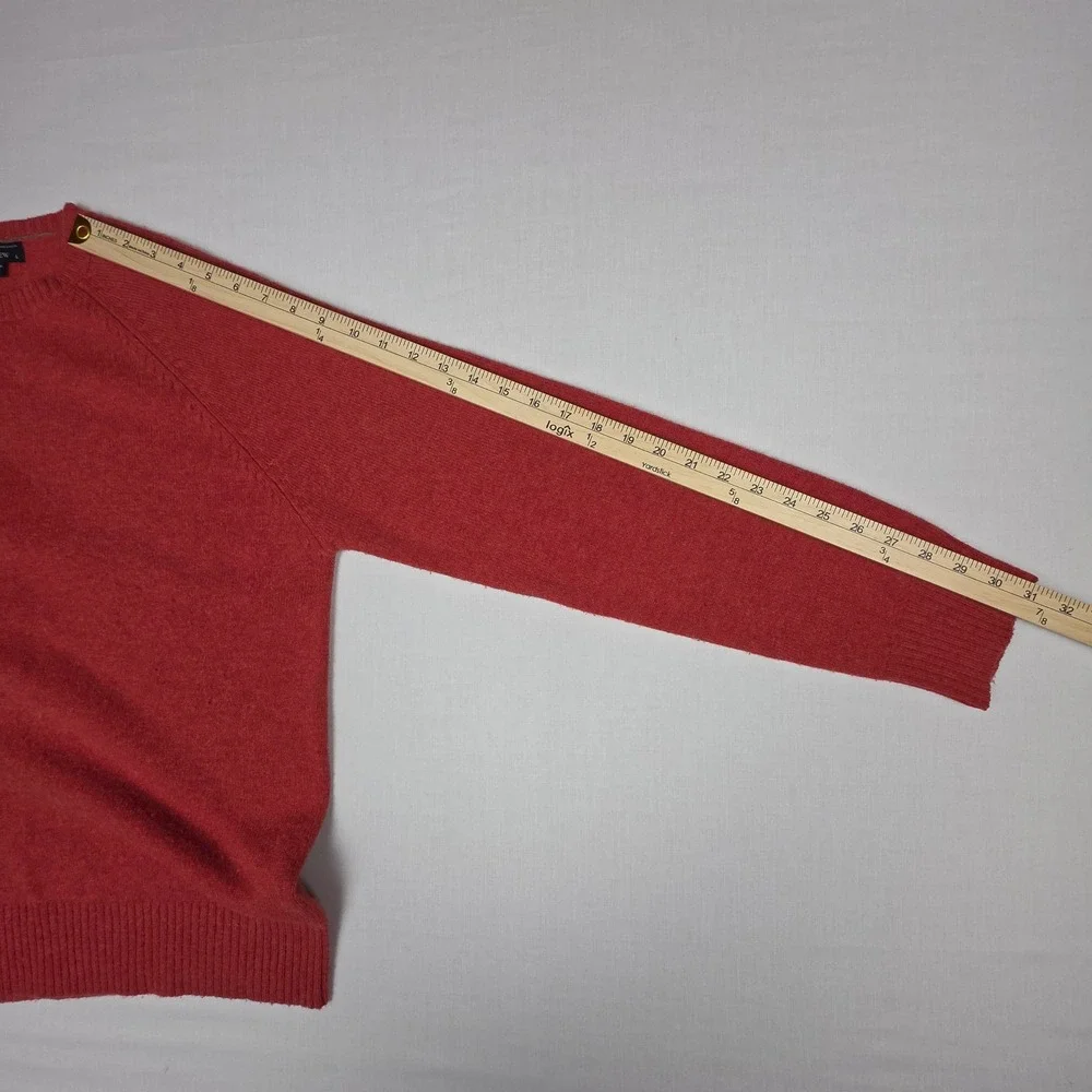 J.Crew Lambs Wool Sweater Mens Large Red Crewneck Excellent Raglan Sleeve 98323